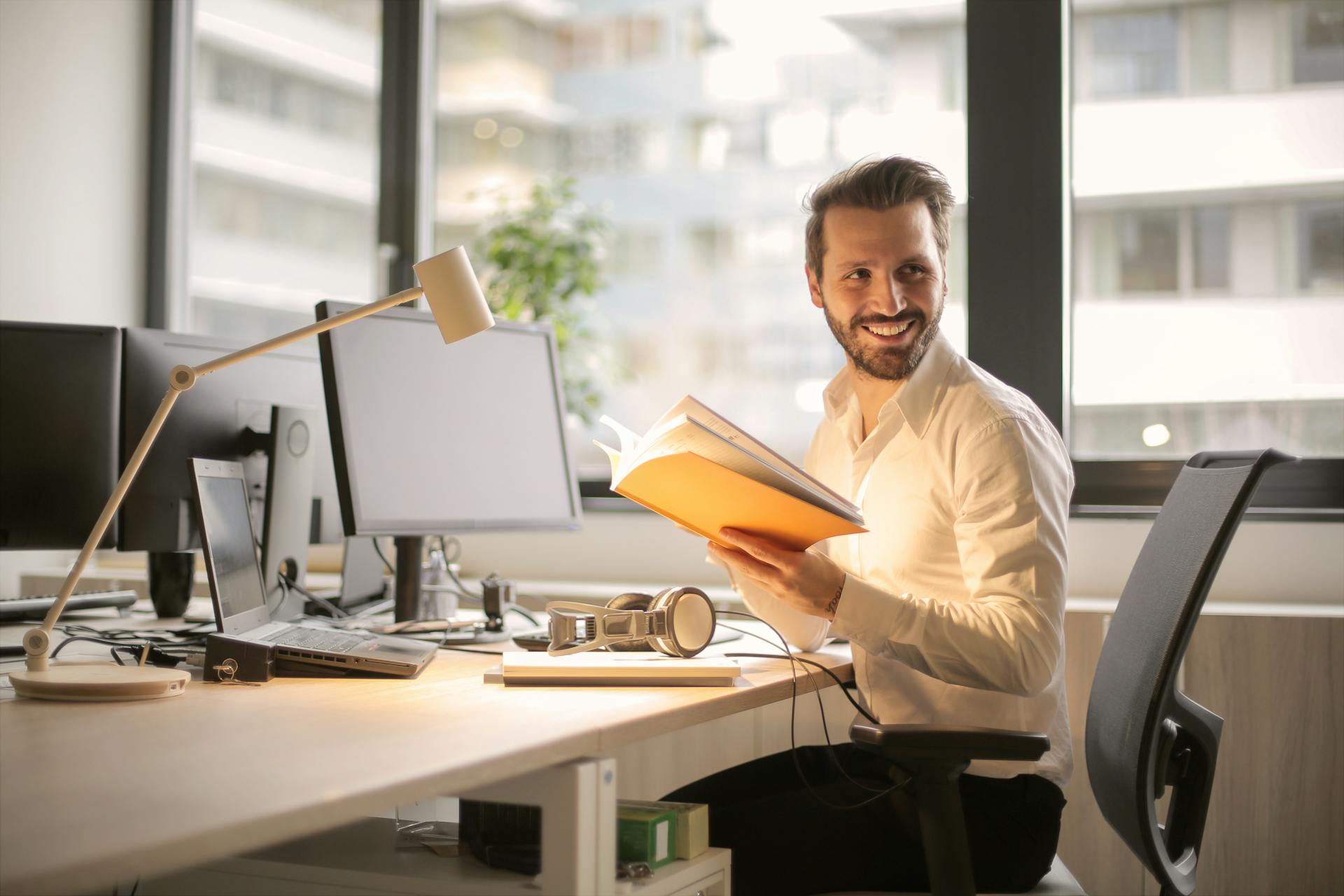 self employed man reviewing his loan options as a 1099 employee